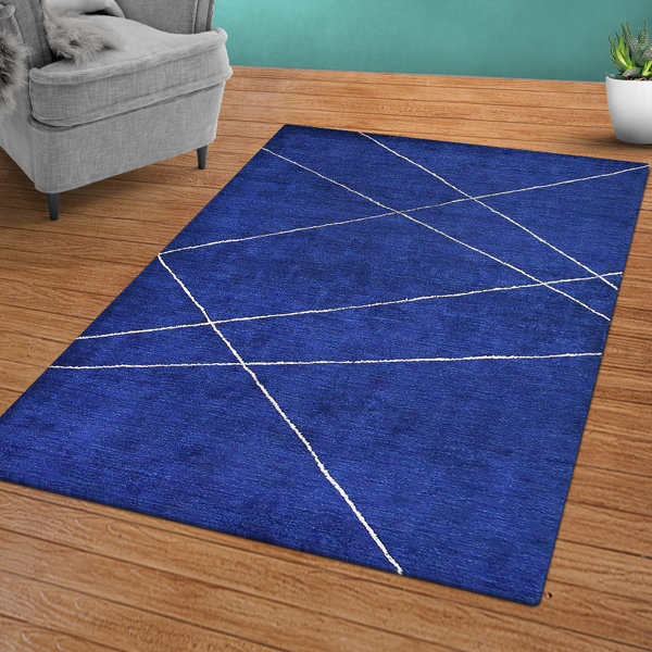 Orren Ellis Handmade Silk Blue/White Rug Wayfair
